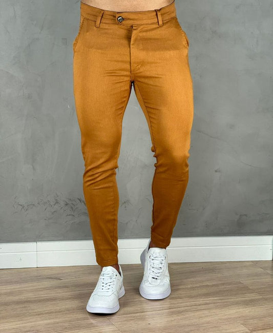 Calça Alfaiataria Laranja Masculina Super Skinny - Truehero