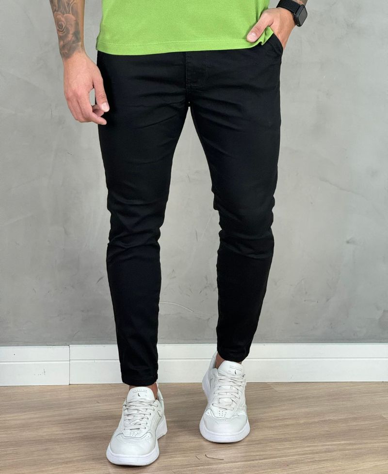 Calça Alfaiataria Sarja Preta Masculina Skinny - Codi Jeans