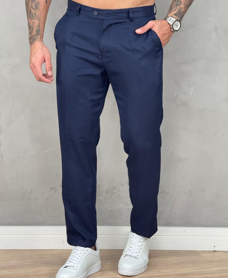 Calça Alfaiataria Azul Masculina Slim - Ideal Vest Rouparia