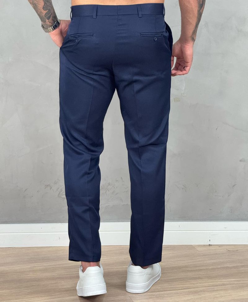 Calça Alfaiataria Azul Marinho Masculina Slim - Fusion