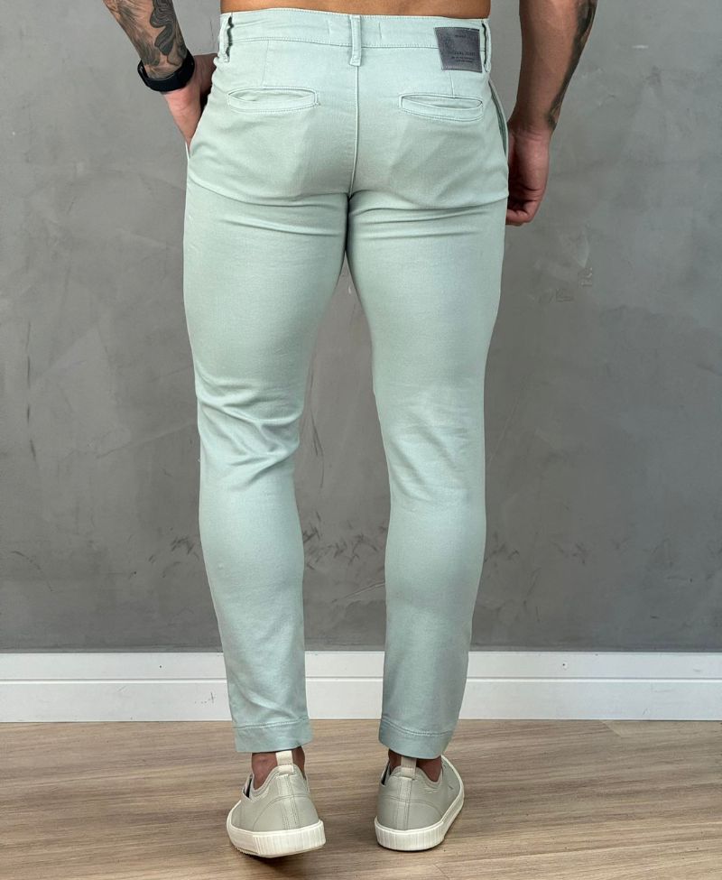 Calça Alfaiataria Verde Menta Masculina Skinny - Visual jeans