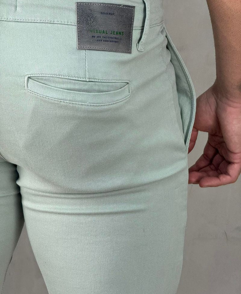 Calça Alfaiataria Verde Menta Masculina Skinny - Visual jeans