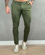 Calça Alfaiataria Verde Militar Masculina Skinny - Per Pochi