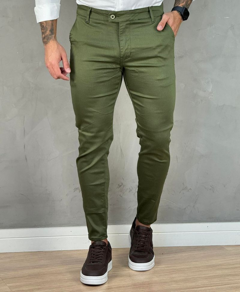 Calça Alfaiataria Verde Nativo Masculina Super Skinny - Truehero