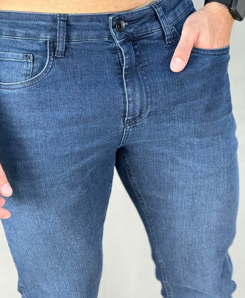 Calça Jeans Azul Stonado Masculina Slim - Aramis