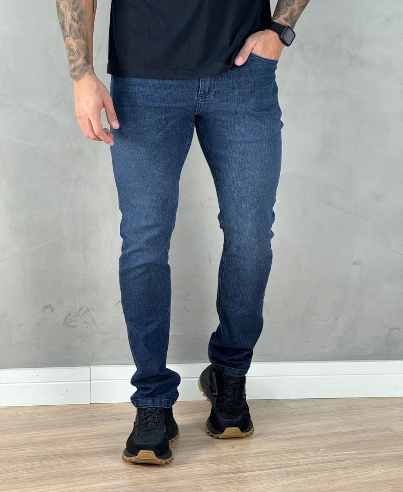 Calça Jeans Azul Stonado Masculina Slim - Aramis