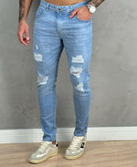 Calça Jeans Claro Masculina Destroyed - City Denim