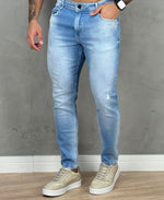 Calça Jeans Claro Masculina Skinny Com Rasgo - Visual Jeans