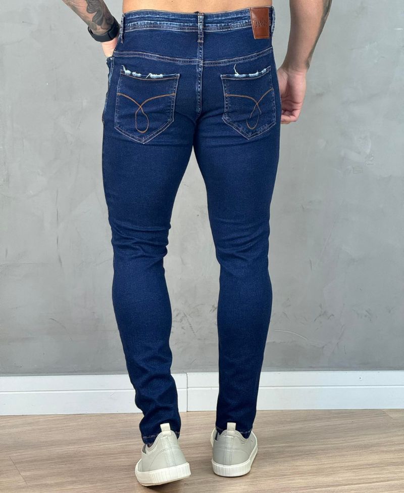 Calça Jeans Escura Masculina Skinny Lisa  - Visual Jeans