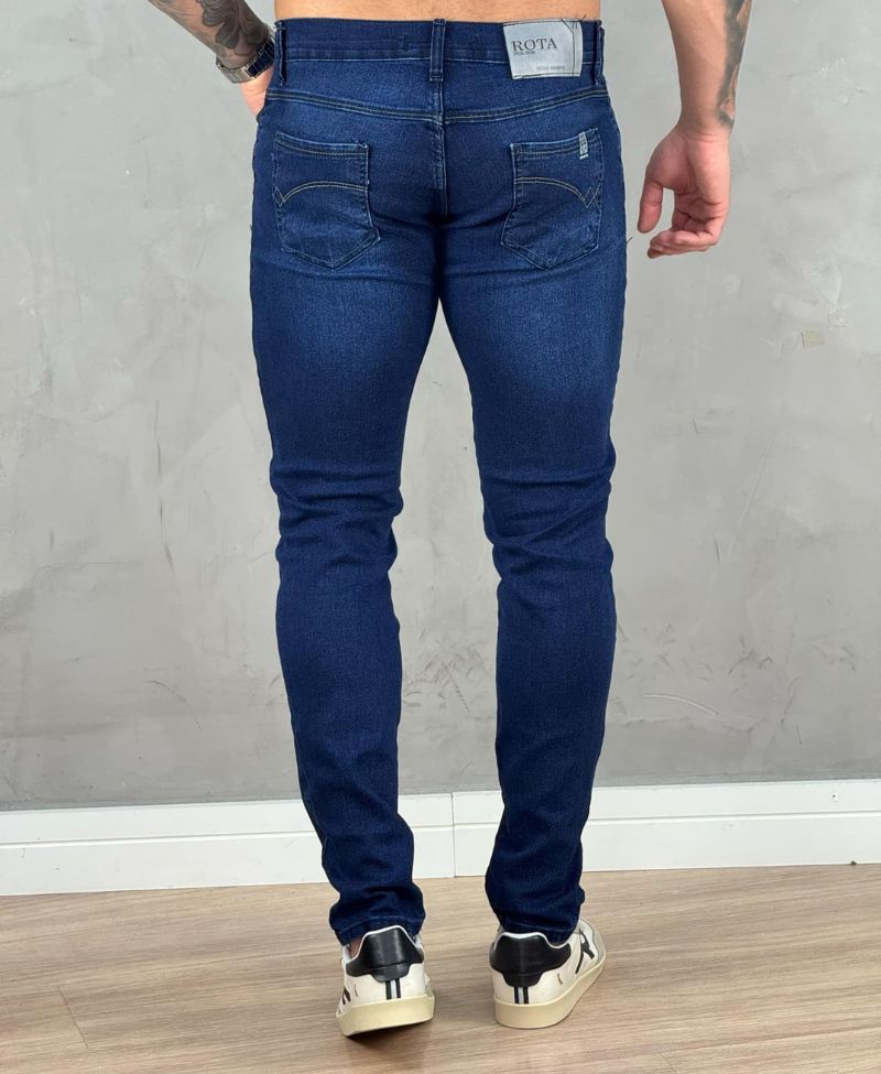 Calça Jeans Escuro Masculina Lisa Super Skinny - Rota 77