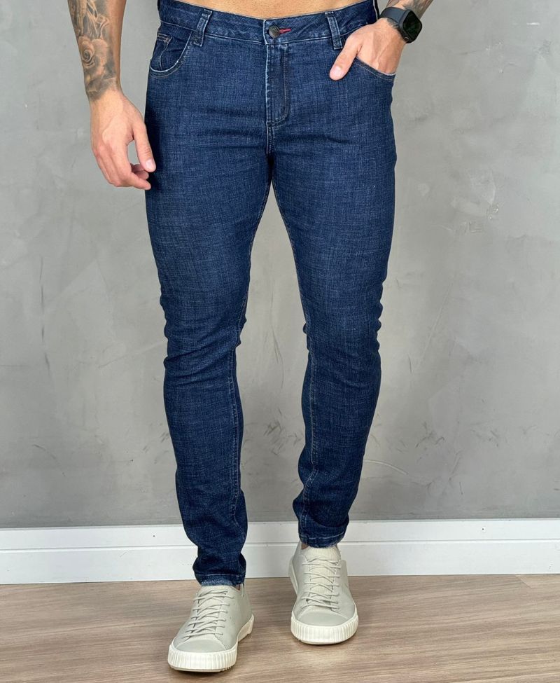 Calça Jeans Escuro Masculina Super Skinny Lisa - Paladho´s Jeans