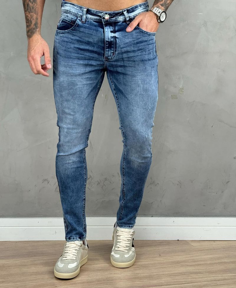 Calça Jeans Estonado Masculina Skinny Lisa - City Denim