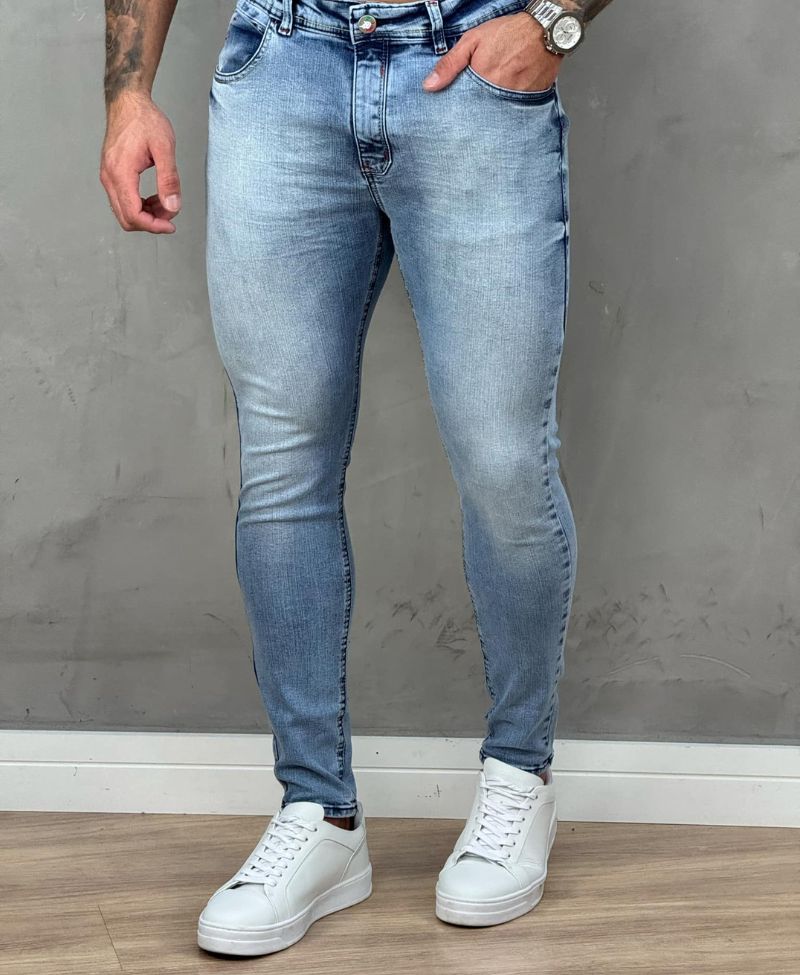 Calça Jeans Médio Masculina Lisa Super Skinny - City Denim