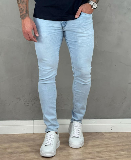 Calça Jeans Médio Mescla Masculina Super Skinny - Rota 77