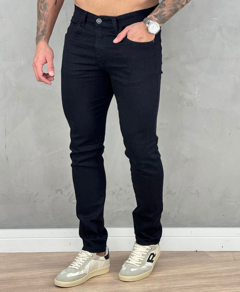 Calça Jeans Preta Masculina Lisa Slim - Keep Work