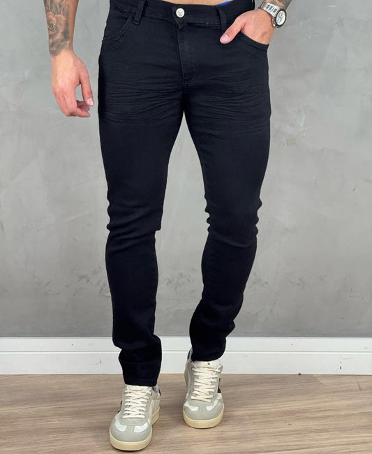 Calça Jeans Preta Masculina Lisa Super Skinny - Rota 77