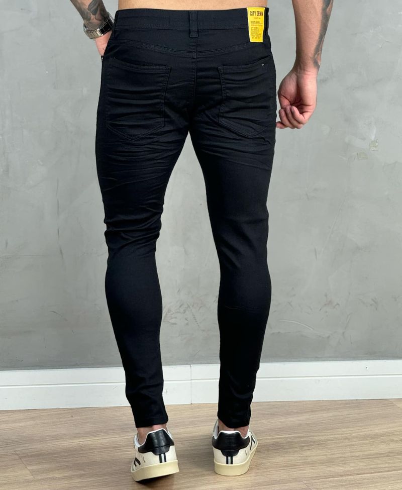 Calça Preta Masculina Destroyed - City Denim