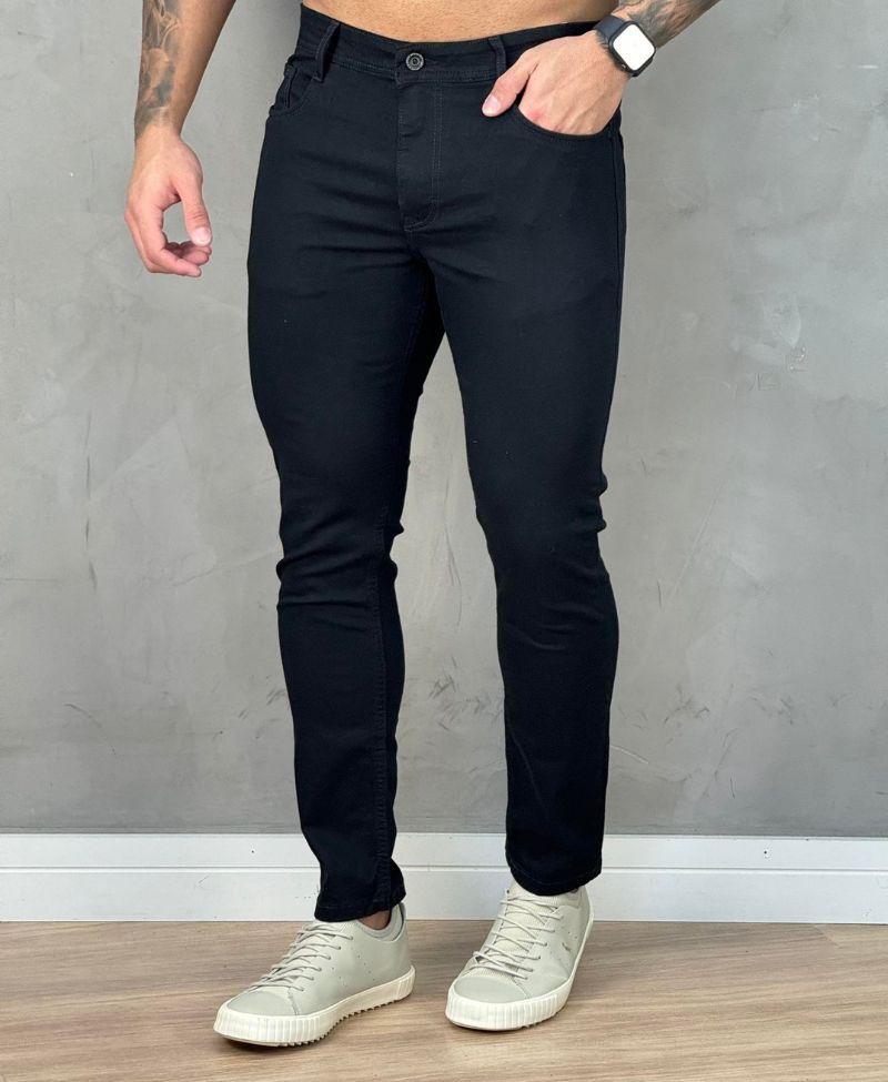 Calça Preta Masculina Skinny Lisa  - Visual Jeans