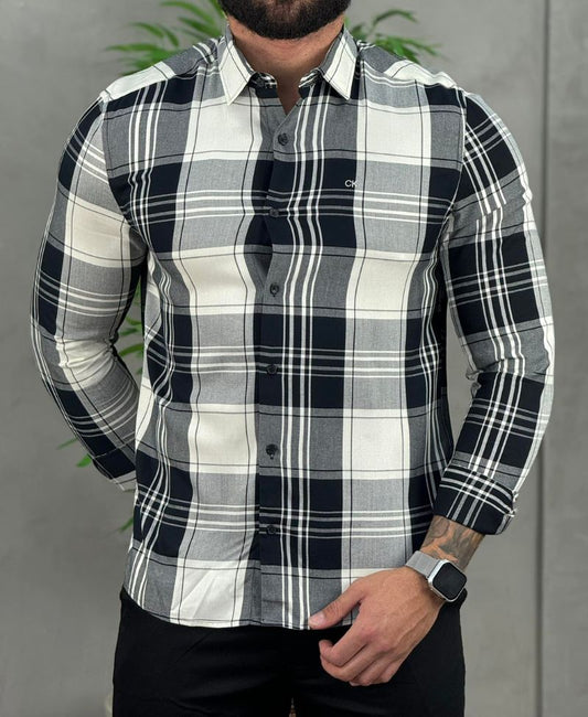 Camisa Branca Xadrez Masculina Excl Slim Fit - Calvin Klein