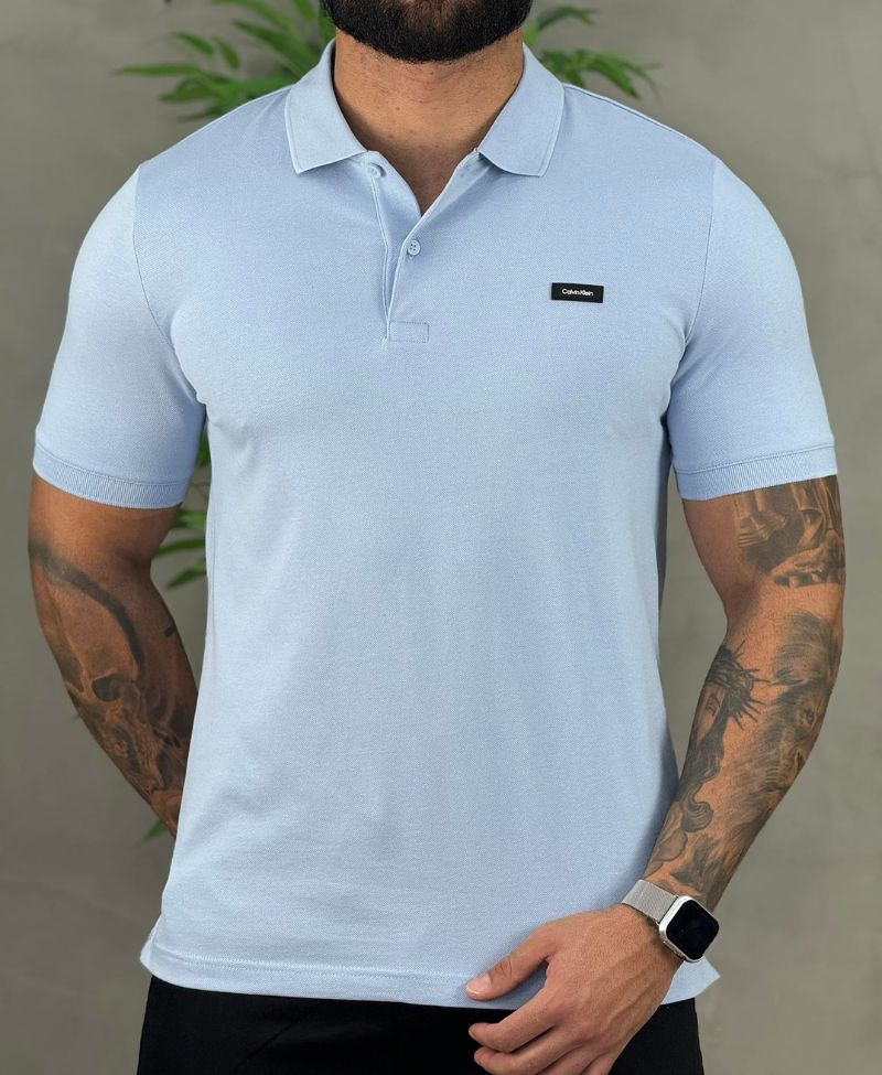 Camisa Polo Azul Bebe Masculina Smooth - Calvin Klein