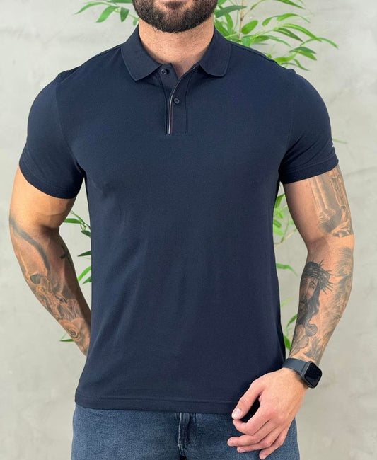 Camisa Polo Azul Marinho Masculina Classic Lisa - Tommy Hilfiger