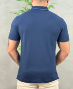 Camisa Polo Azul Marinho Masculina Com Friso - Calvin Klein