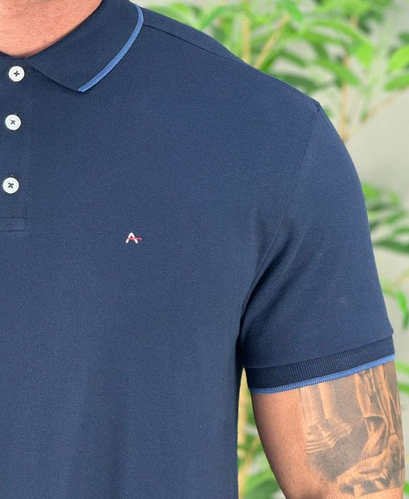 Camisa Polo Azul Marinho Masculina Piquet Classic - Aramis