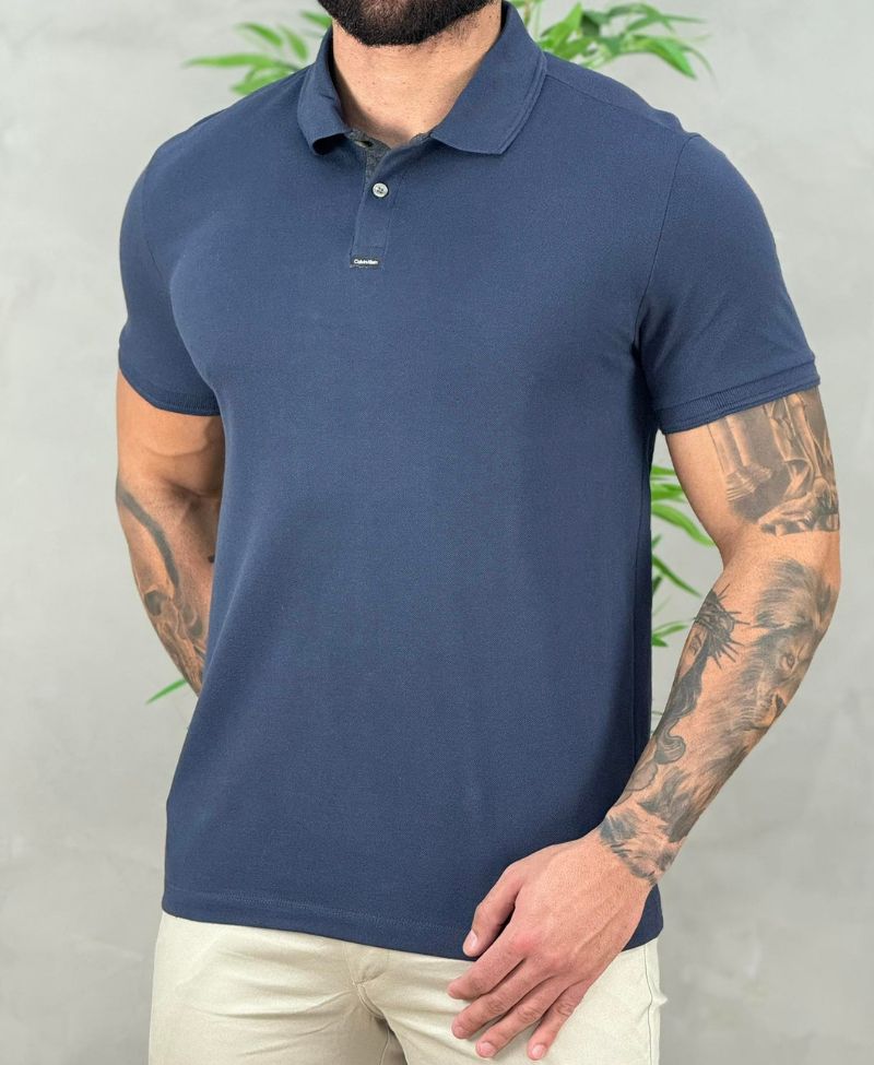 Camisa Polo Azul Marinho Masculina Premium - Calvin Klein