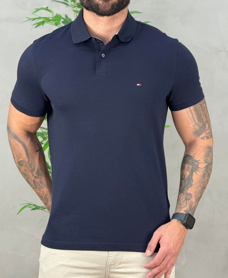 Camisa Polo Azul Marinho Masculina Regular Fit - Tommy Hilfiger