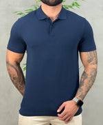 Camisa Polo Azul Marinho Masculina Regular Sem Friso - Calvin Klein