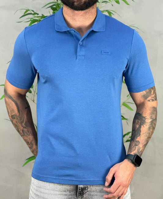 Camisa Polo Azul Masculina Smooth - Calvin Klein