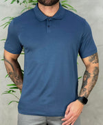 Camisa Polo Azul Petróleo Mesclado Masculina Liquid Touch - Calvin Klein