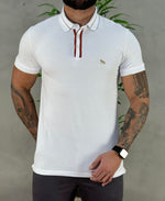 Camisa Polo Branca Masculina Gola Escrita - Acostamento