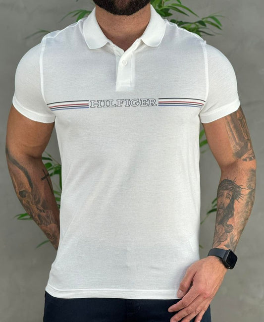 Camisa Polo Branca Masculina Monotype - Tommy Hilfiger