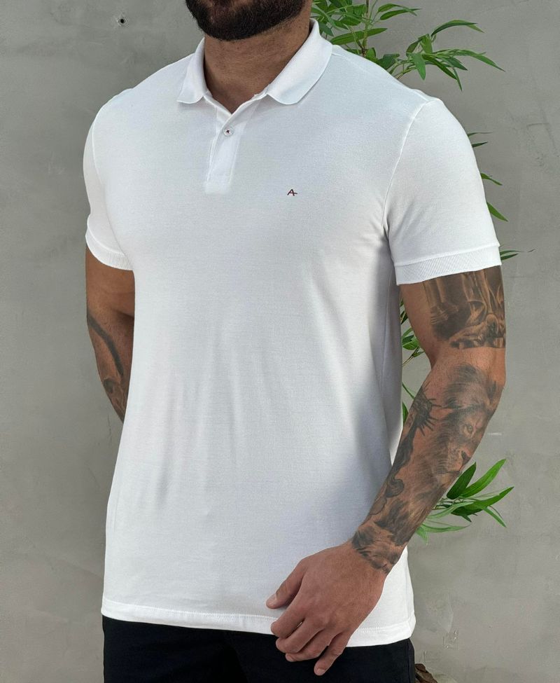 Camisa Polo Branca Masculina Piquet - Aramis