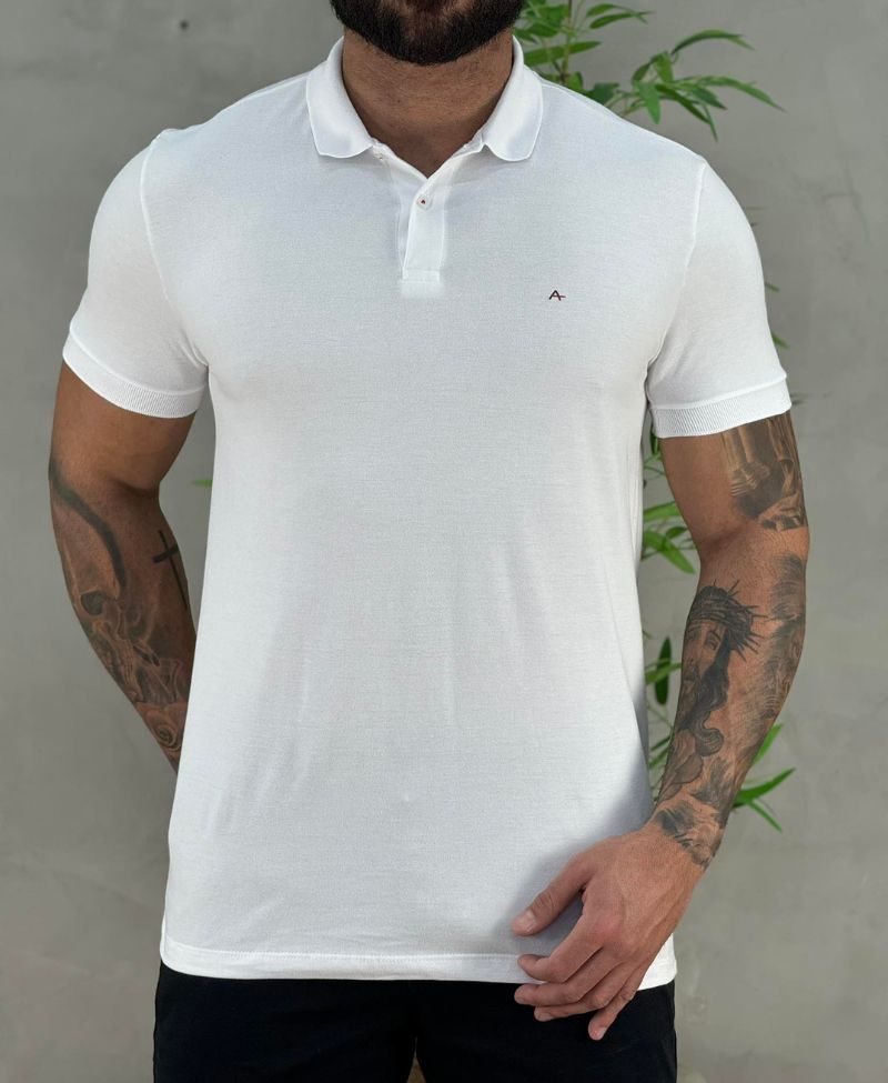 Camisa Polo Branca Masculina Piquet - Aramis