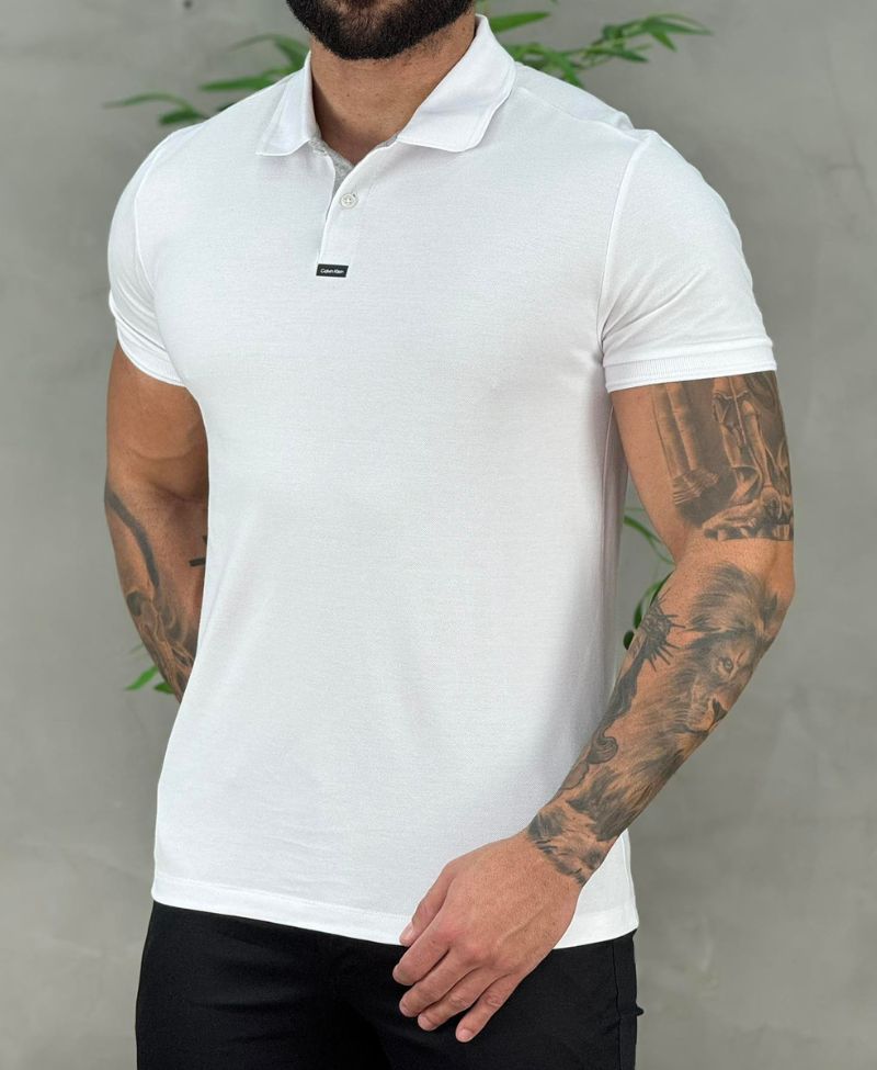 Camisa Polo Branca Masculina Premium - Calvin Klein