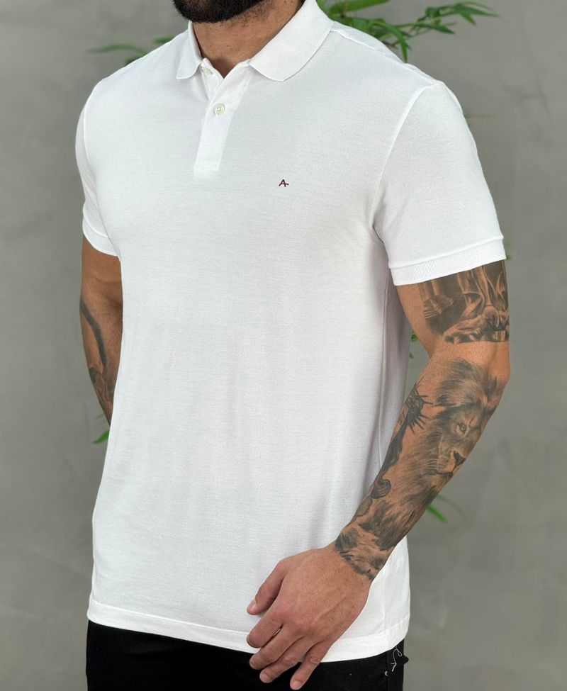 Camisa Polo Branca Masculina Regular - Aramis