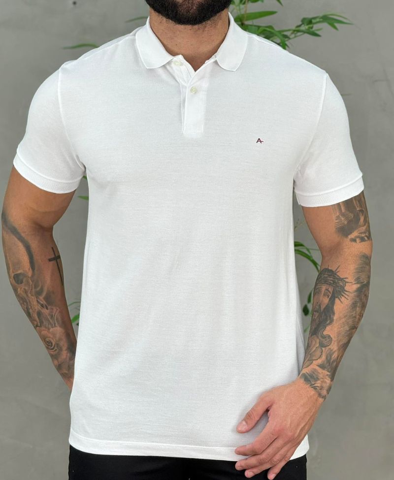 Camisa Polo Branca Masculina Regular - Aramis