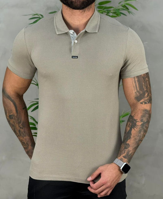 Camisa  Polo Caqui Claro Masculina Premium - Calvin Klein