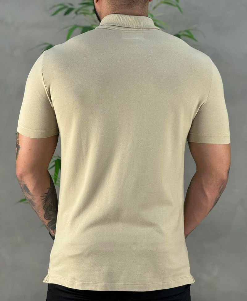 Camisa Polo Caqui Masculina Logo Wolf - Acostamento