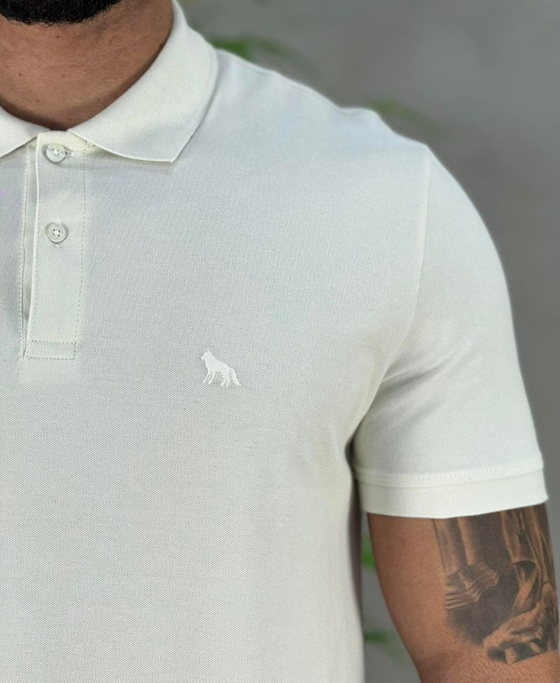 Camisa Polo Off White Masculina Logo Wolf - Acostamento