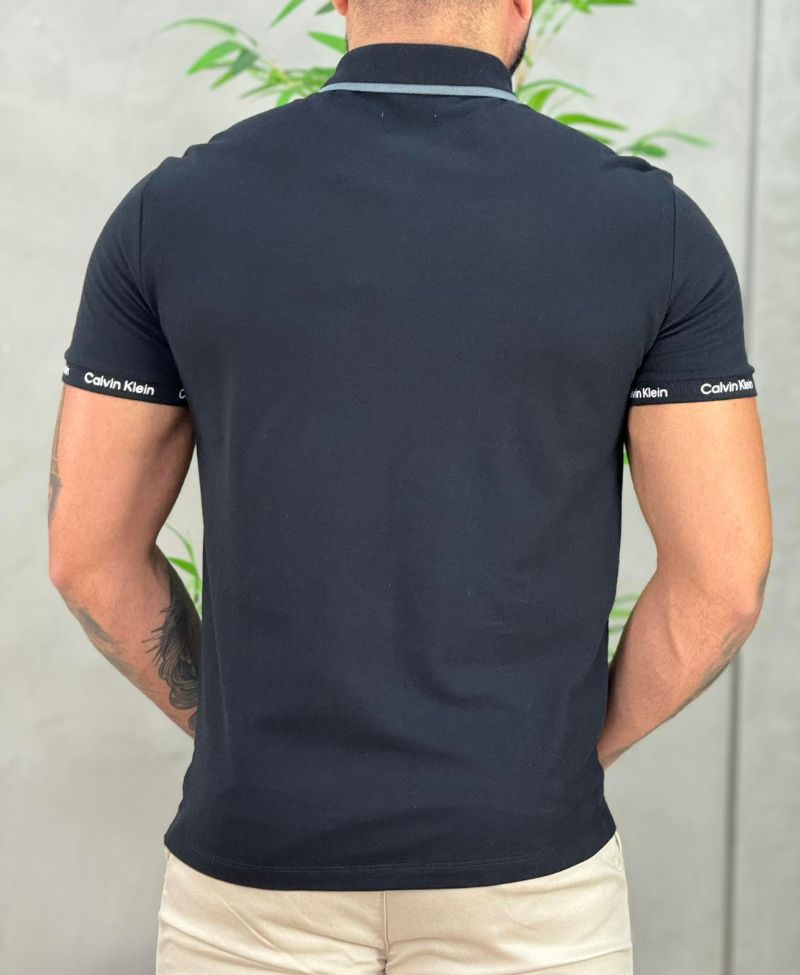 Camisa Polo Preta Masculina Logo Handle - Calvin Klein