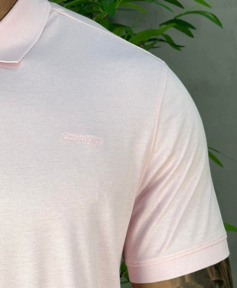 Camisa Polo Rosa Bebe Mesclado Masculina Liquid Touch - Calvin Klein