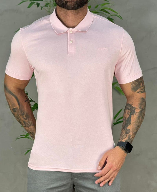 Camisa Polo Rosa Bebe Mesclado Masculina Liquid Touch - Calvin Klein