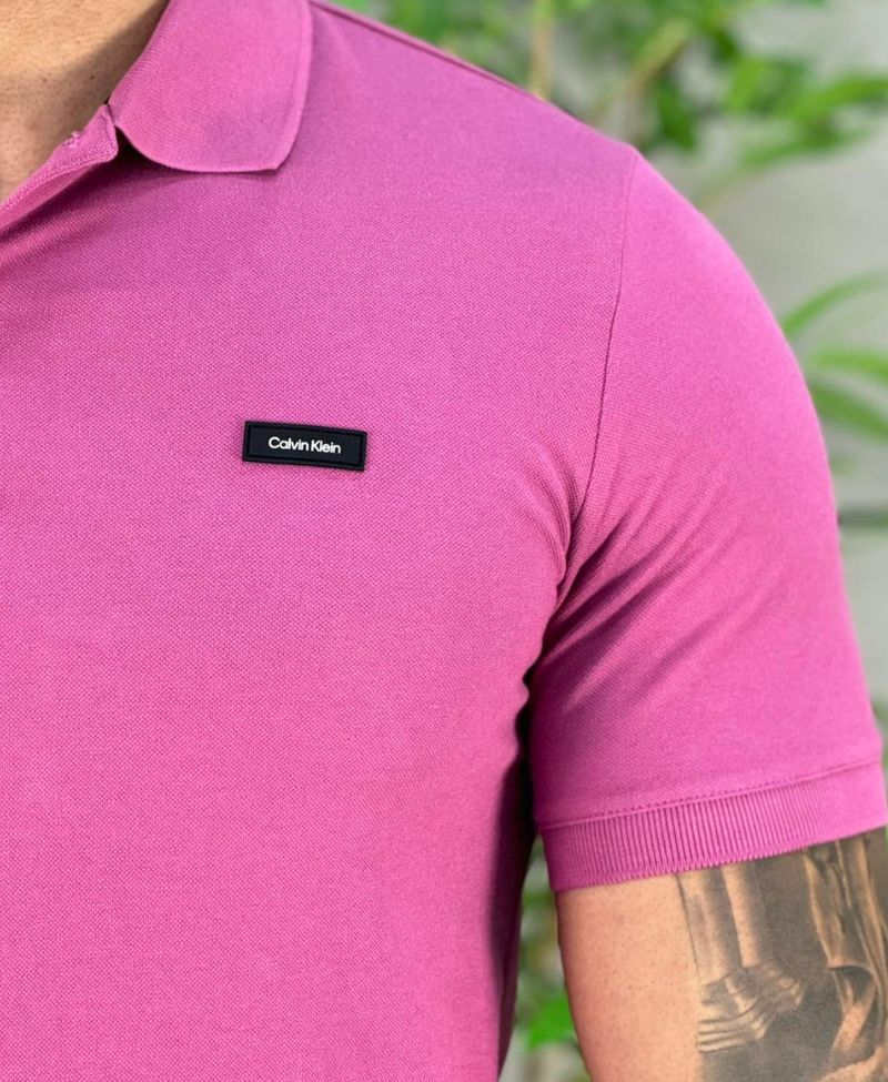 Camisa Polo Rosa Masculina Slim Piquet - Calvin Klein