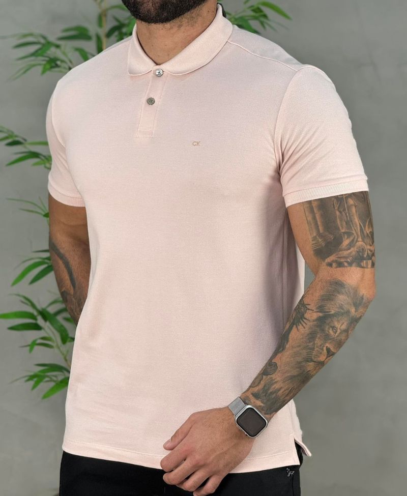 Camisa Polo Rosa Médio Masculina Liquid Touch - Calvin Klein