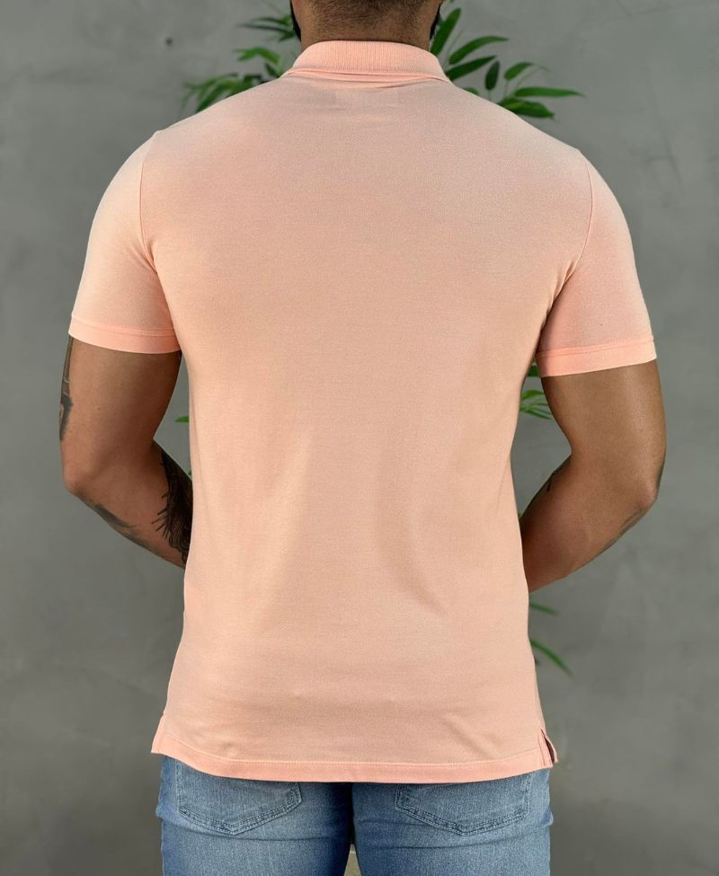 Camisa Polo Rosa Quartzo Masculina Logo Wolf - Acostamento