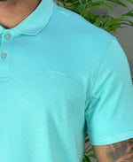 Camisa Polo Verde Agua Mesclado Masculina Liquid Touch - Calvin Klein