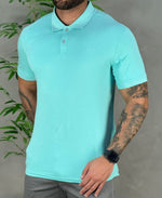 Camisa Polo Verde Agua Mesclado Masculina Liquid Touch - Calvin Klein